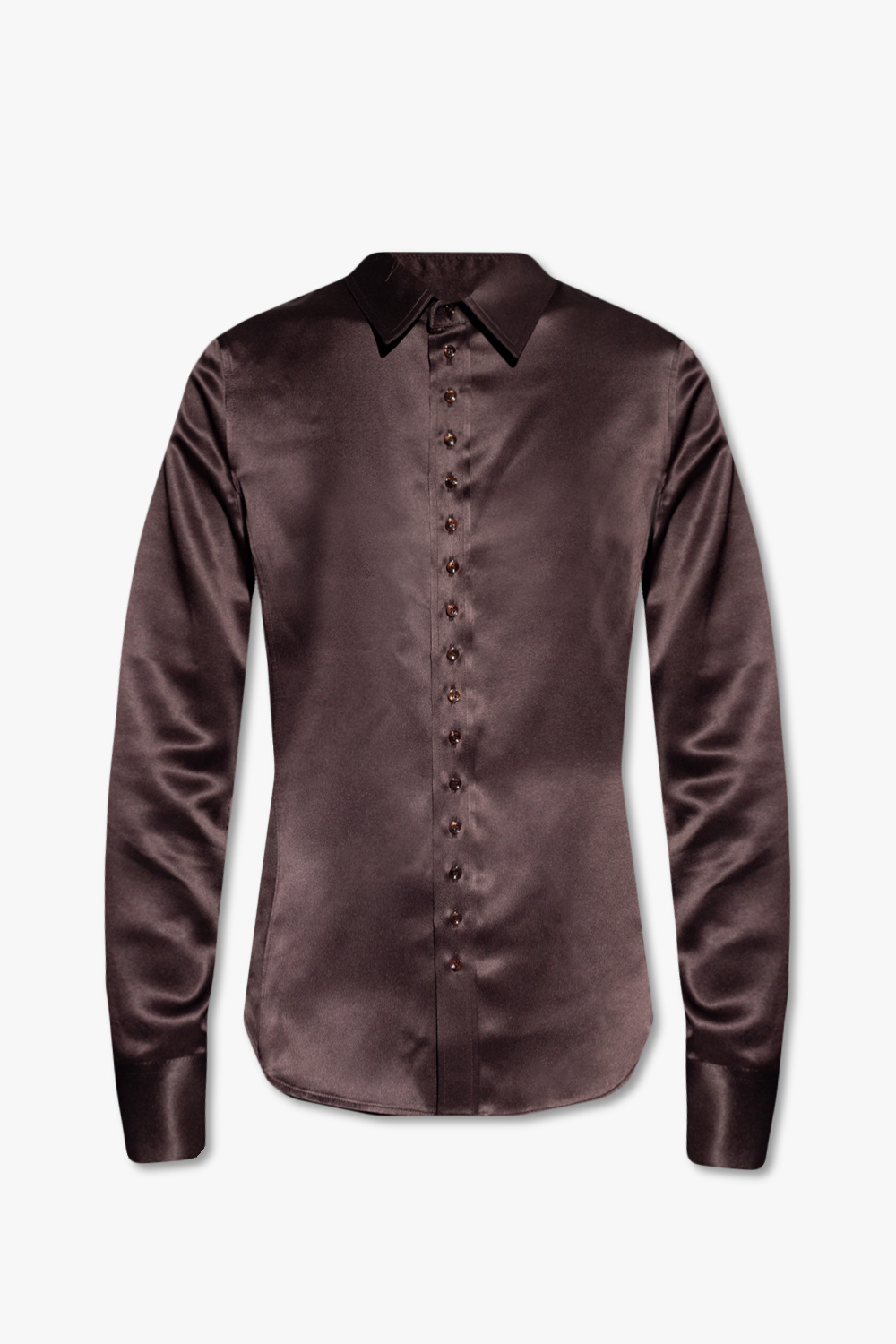 Shop Saint Laurent Shirt in Striped Silk Crepe De Chine